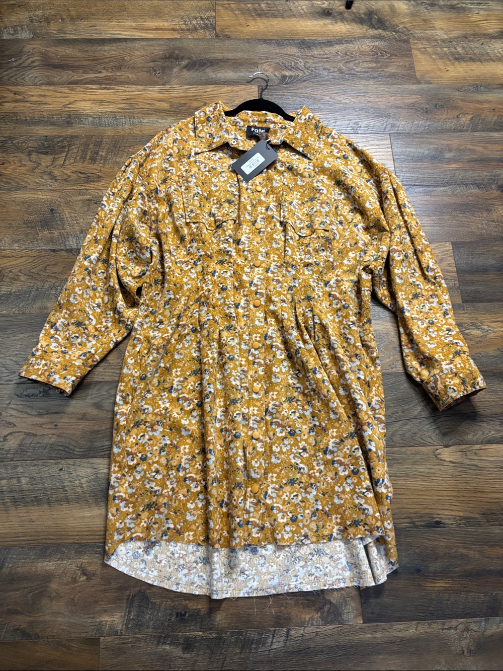 Fate Mustard Floral Midi Dress